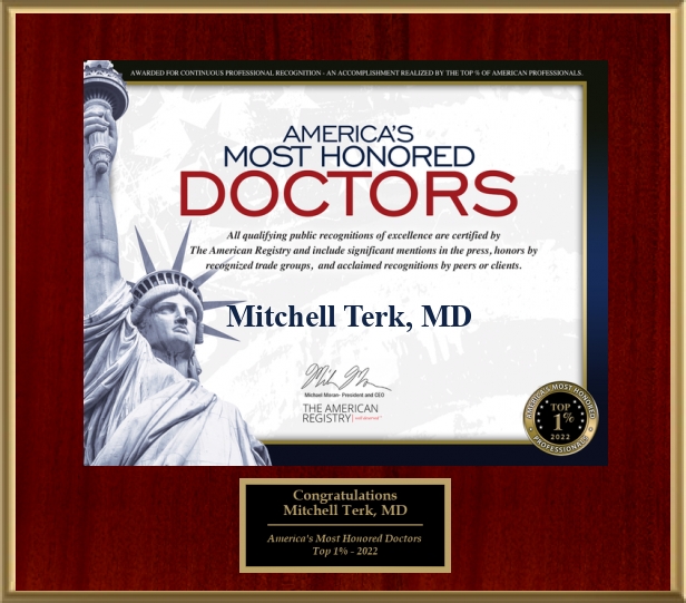 America's Most Honored Doctors Top 1% - 2022 - Mitchell Terk, MD