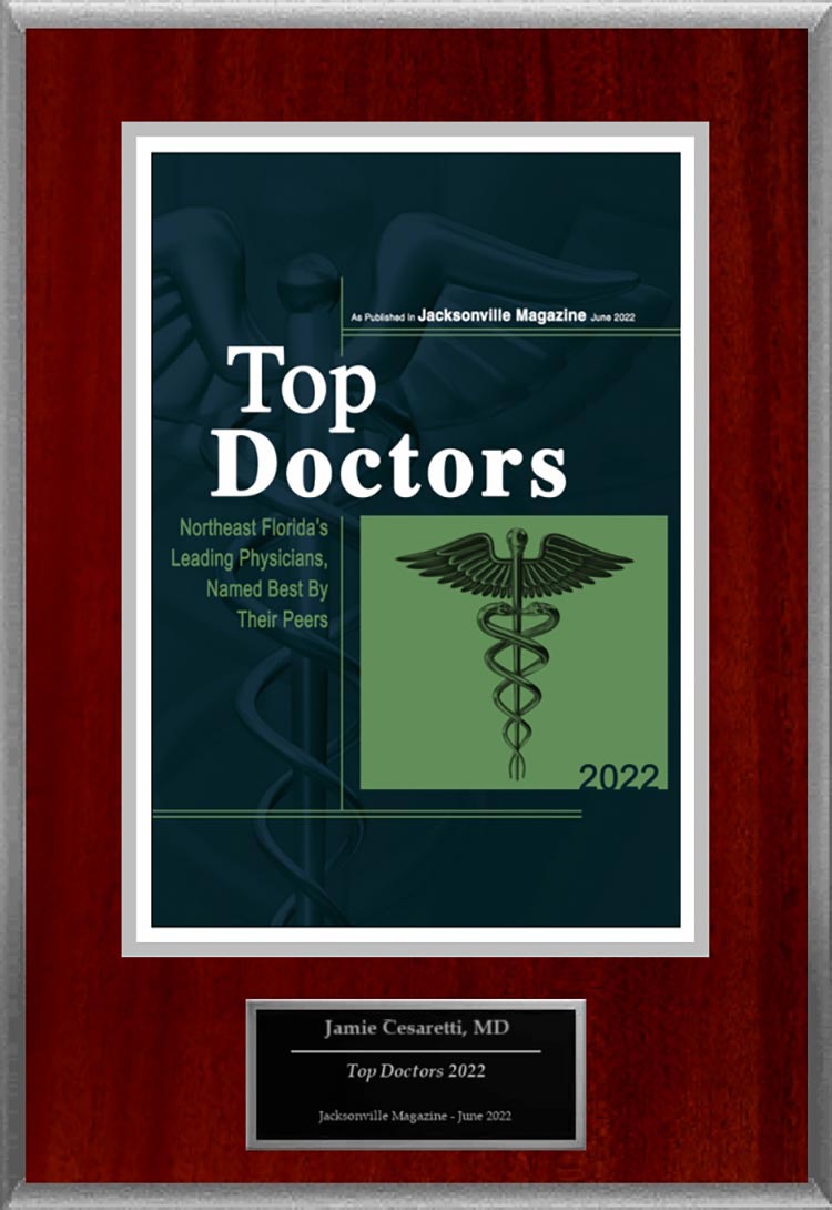 Jacksonville Magazine Top Doctor 2022 = Jamie Cesaretti, M.D.