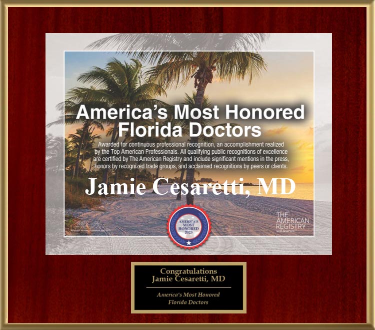 Dr. Jamie Cesaretti Awarded America’s Most Honored Florida Doctors – 2023